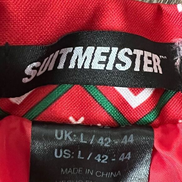 Suitmeister Slim-Fit Nordic Christmas Red Blazer- Size Large - Picture 4 of 10